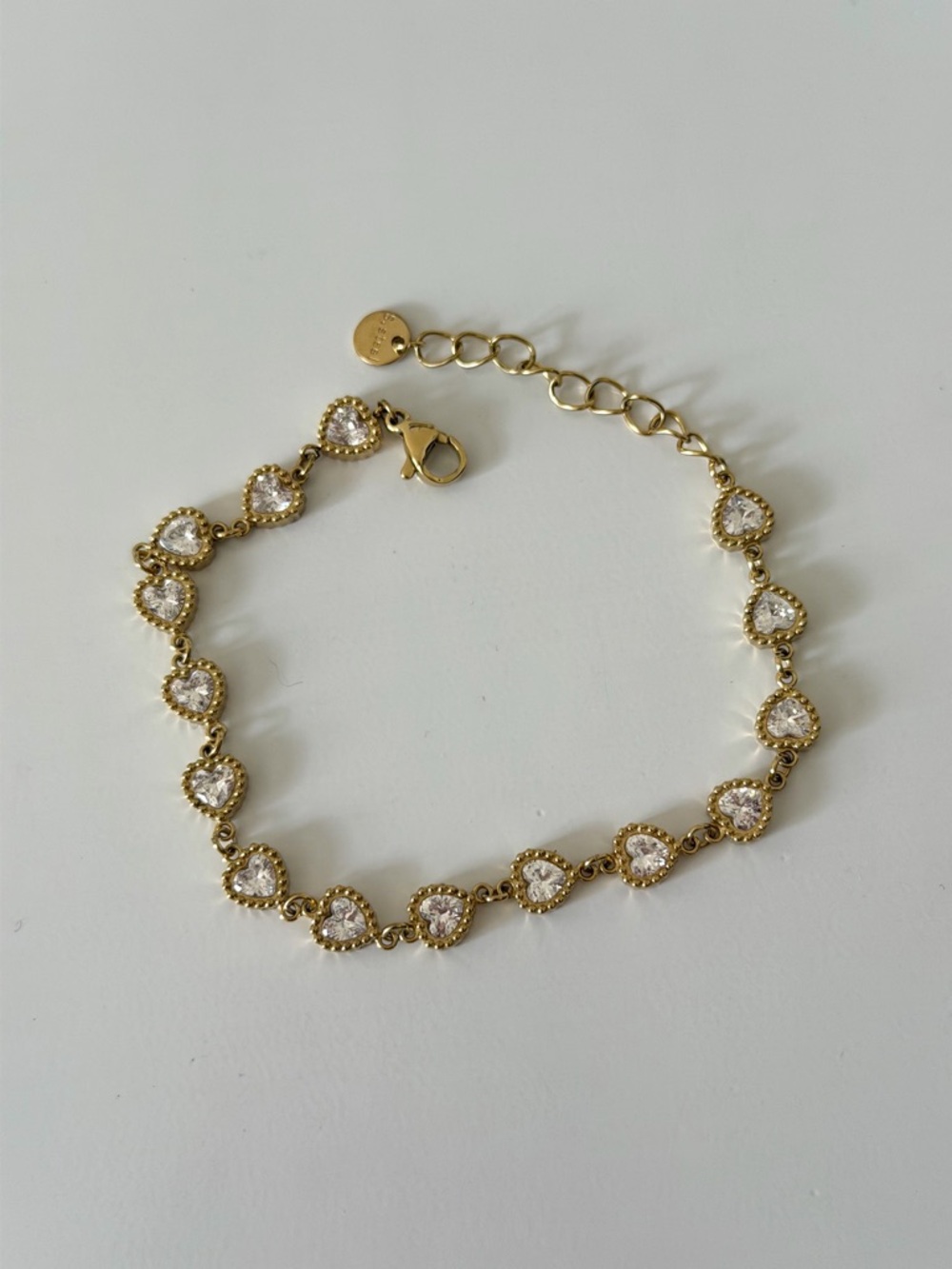 Women's 316L Stainless Steel Bracelet Clear Zircon Hearts Gold Plated